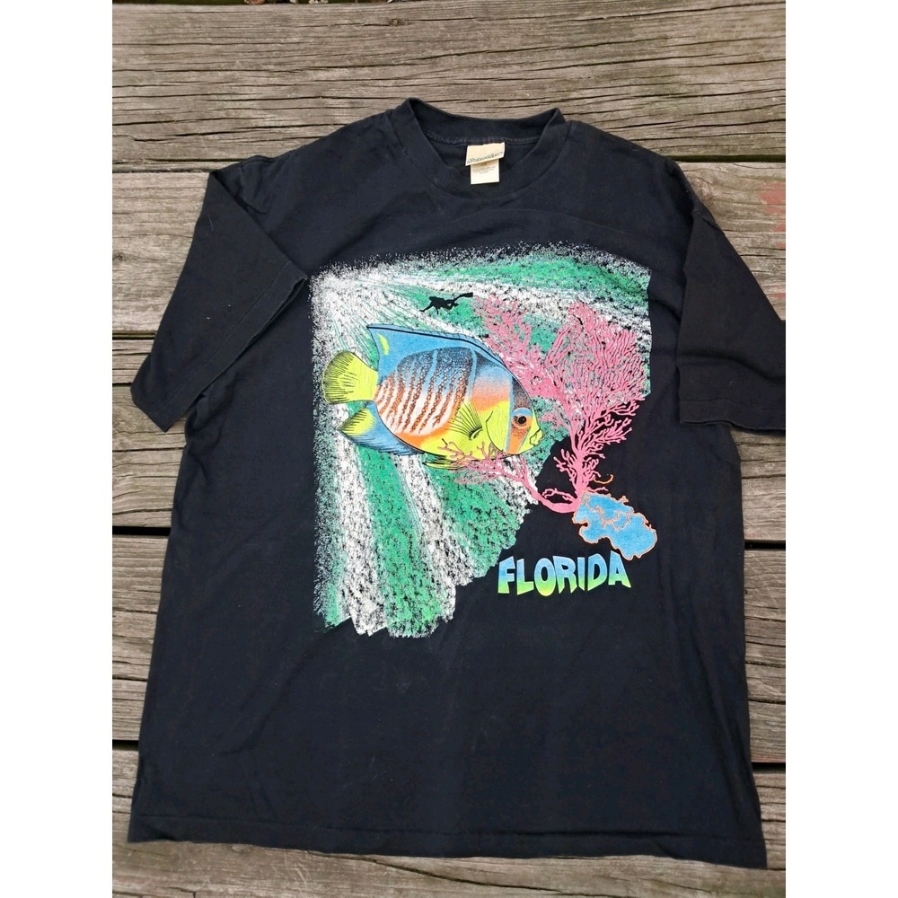 vintage 90s FLORIDA TROPICAL FISH T-Shirt M soft nature ocean art M/f